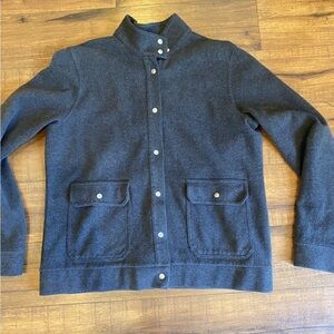 Lauren Ralph Lauren Snap Button Front jacket womens large gray mock Neck